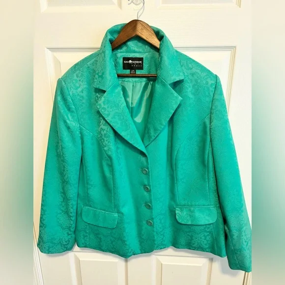 SAG HARBOR AQUA GREEN 5 BUTTON LINED LONG SLEEVES TWO FRONT POCKETS PLUS 24 W - Picture 2 of 13